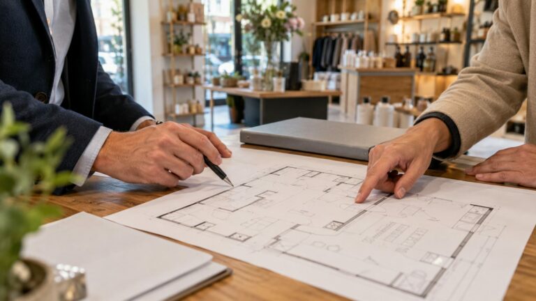 Étude de plans et de documents avant un bail commercial